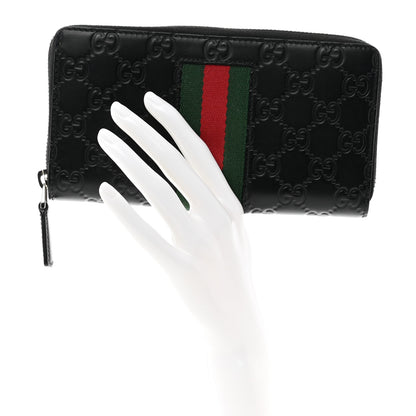 Gucci Guccissima Web Zip Around Wallet Black 2 of 7