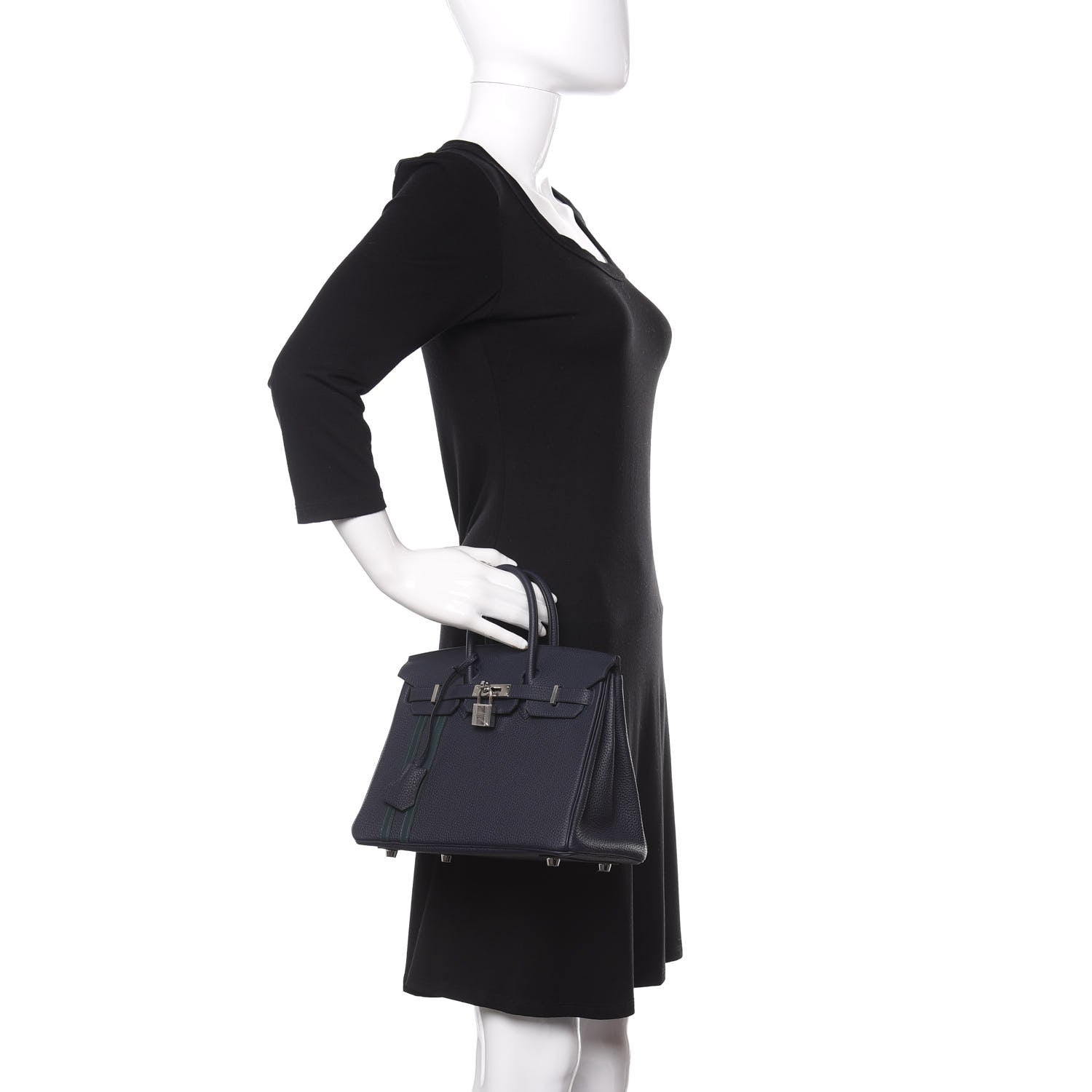 Hermes Togo Swift Officier Birkin 25 Bleu Nuit Vert Cypress 2 of 35