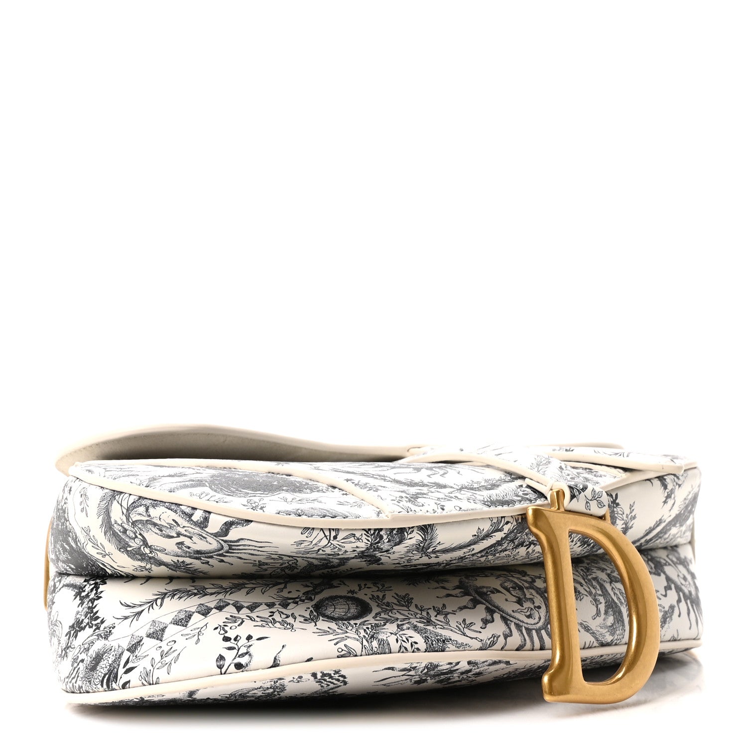 Christian Dior Calfskin Le Soleil Print Saddle Bag With Strap White Black 4 of 10