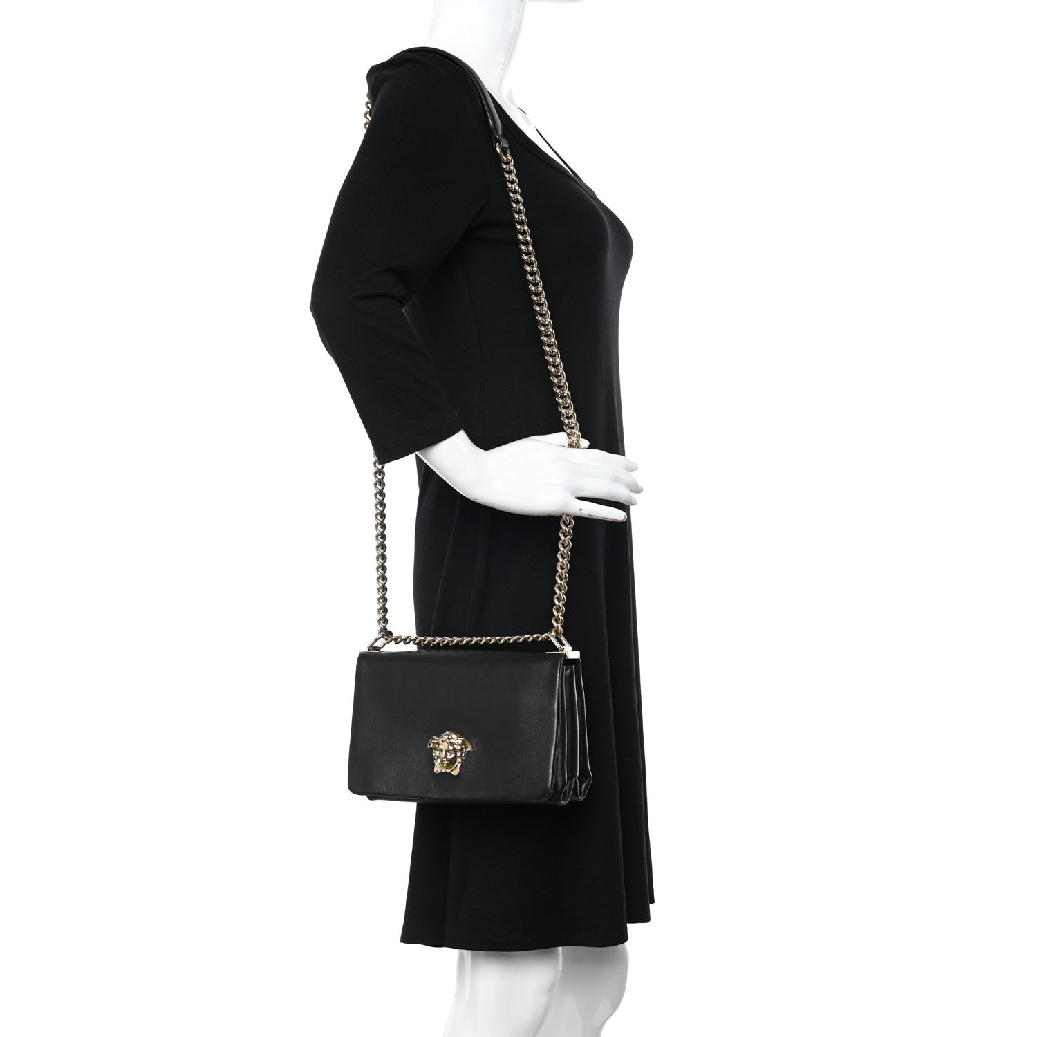 Versace Nappa Small Palazzo Sultan Shoulder Bag Black 2 of 10