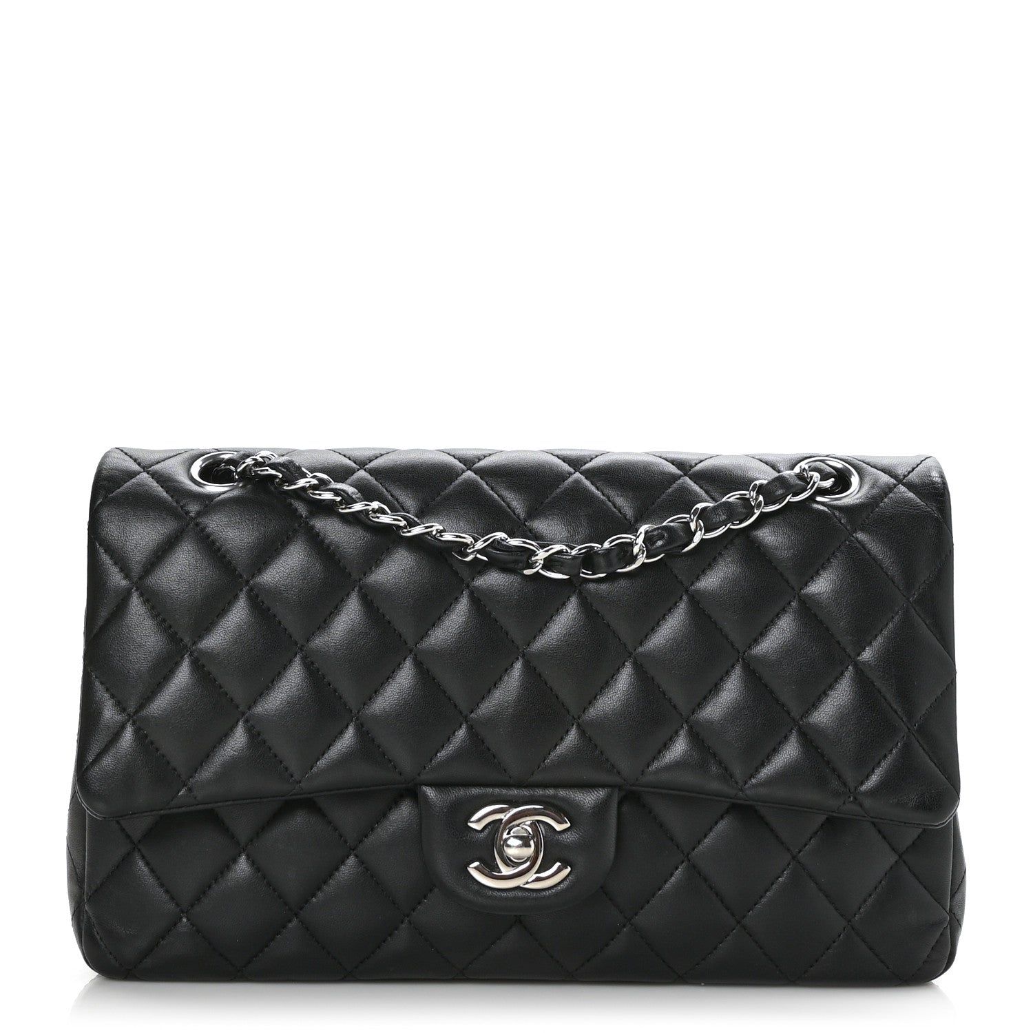 Chanel Lambskin Quilted Medium Double Flap Black 1 of 10