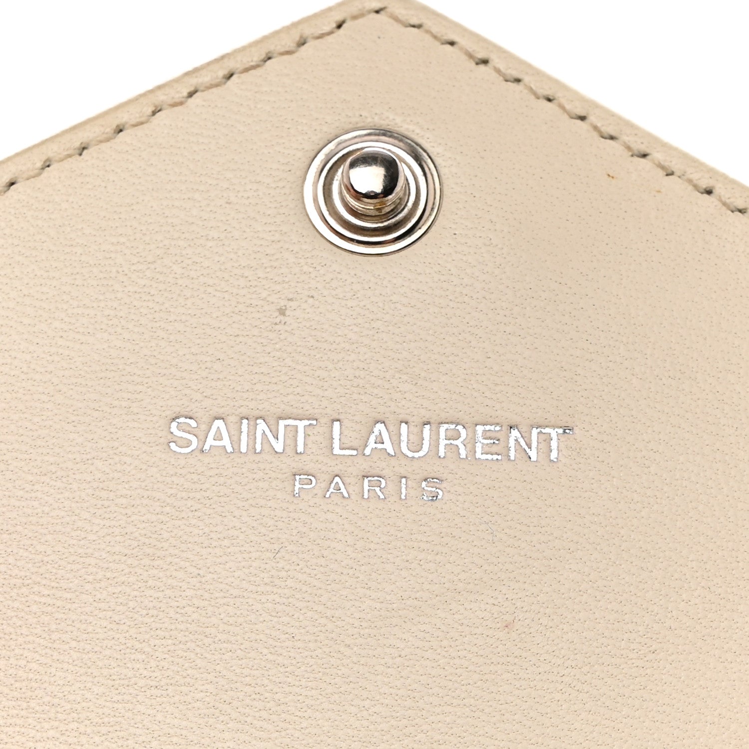 Saint Laurent Calfskin Crocodile Embossed Monogram Envelope Chain Wallet White 6 of 10