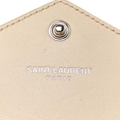 Saint Laurent Calfskin Crocodile Embossed Monogram Envelope Chain Wallet White 6 of 10