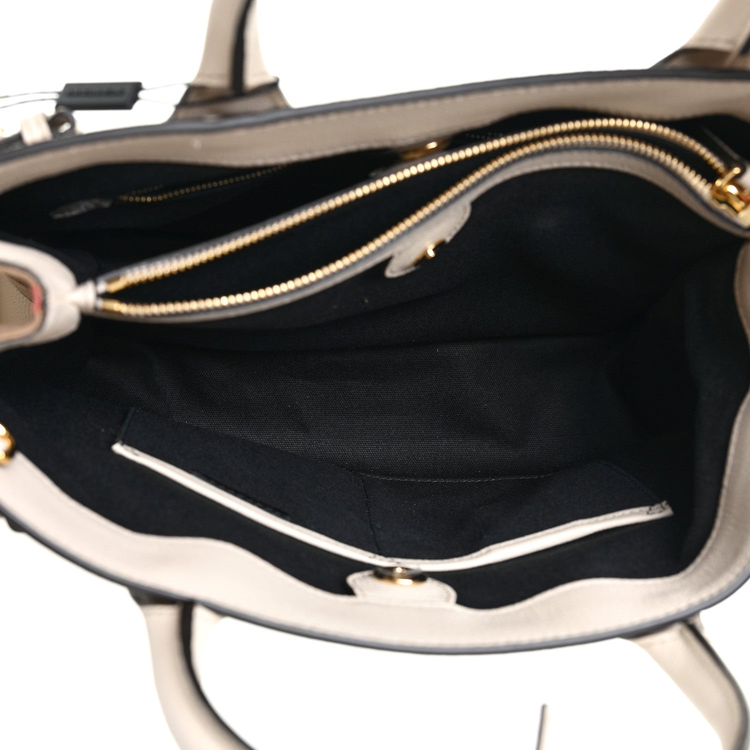 Burberry Derby Calfskin House Check Medium Banner Tote Limestone 5 of 11