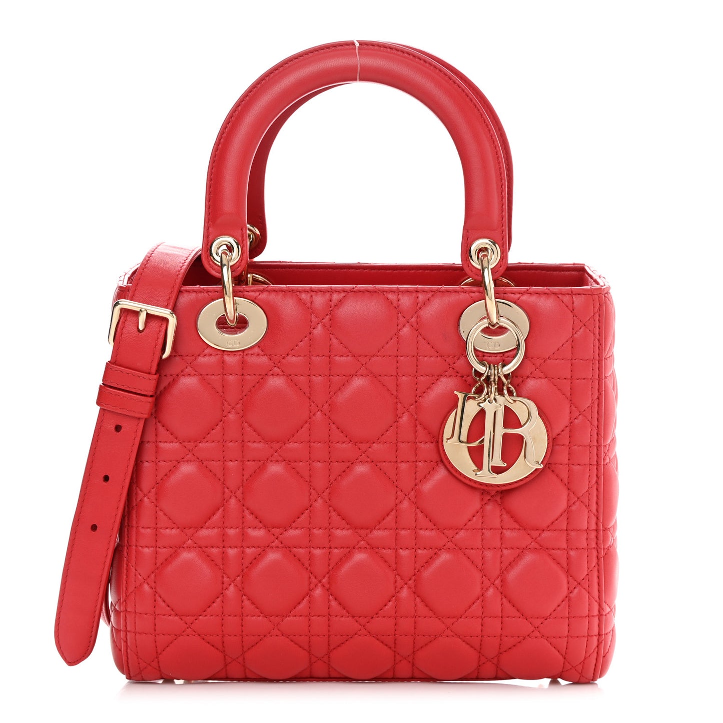 Lambskin Cannage Medium Lady Dior Red