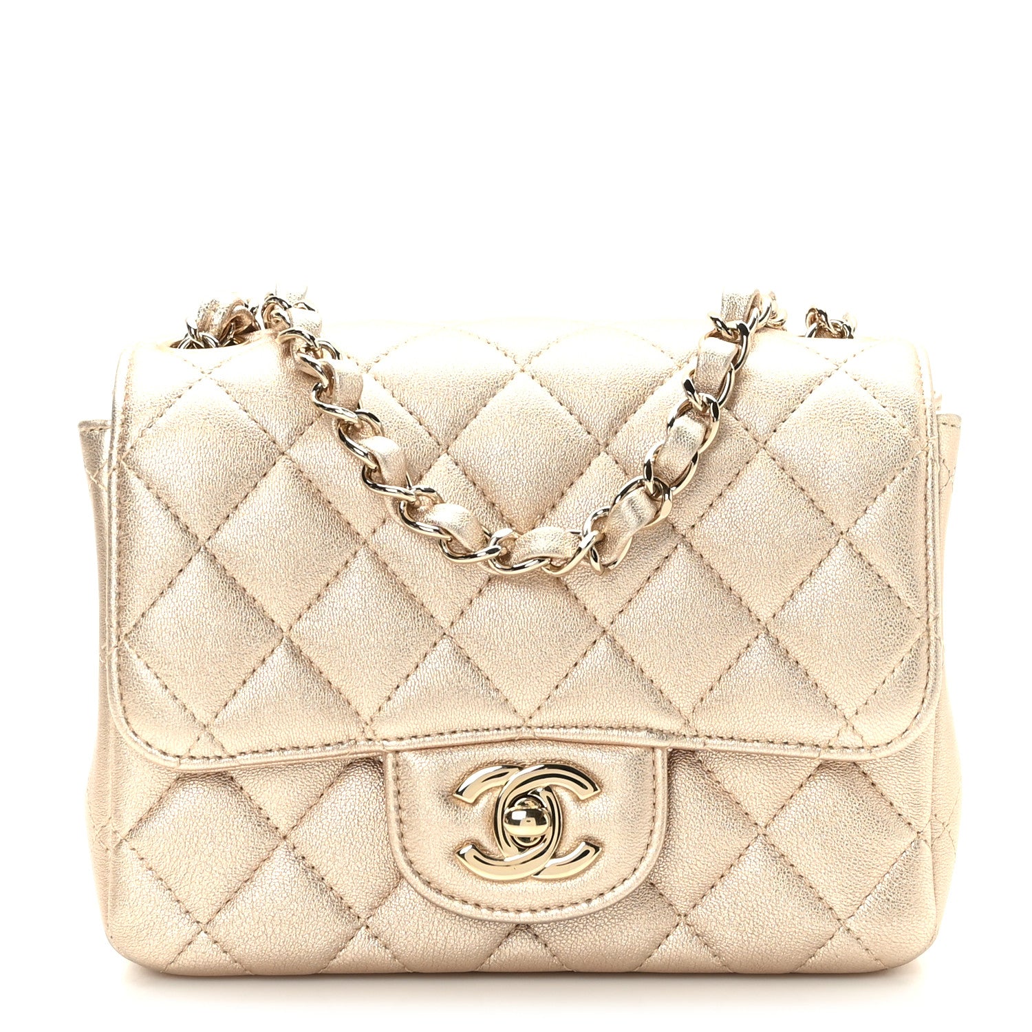 Chanel Metallic Lambskin Quilted Mini Square Flap Gold 1 of 10