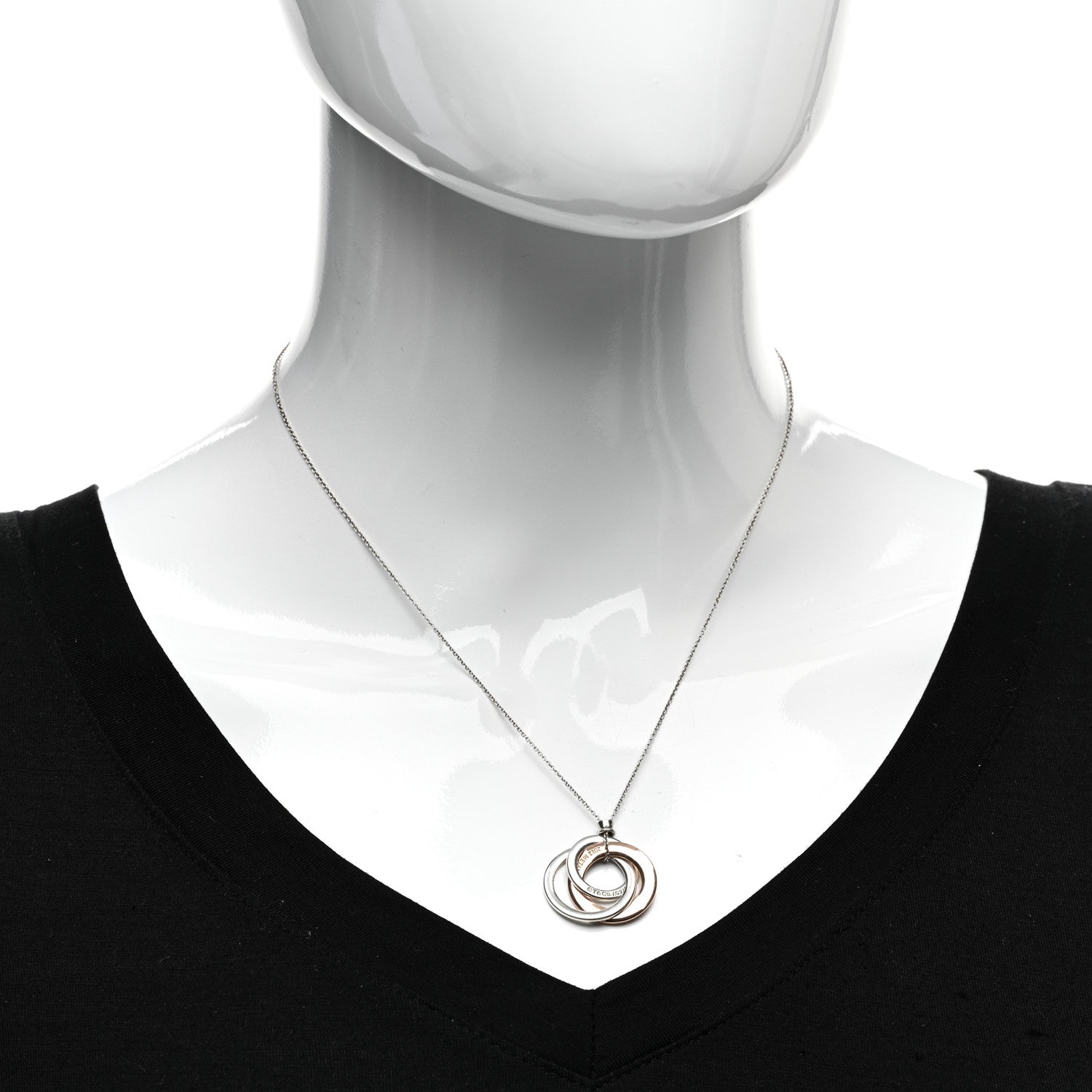 Tiffany Sterling Silver Rubedo 1837 Circles Pendant Necklace 2 of 4