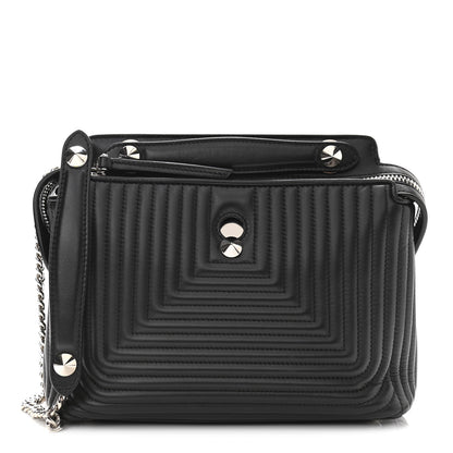 Fendi Shiny Nappa Trapuntata Chain Small DotCom Click Chain Satchel Black 1 of 11