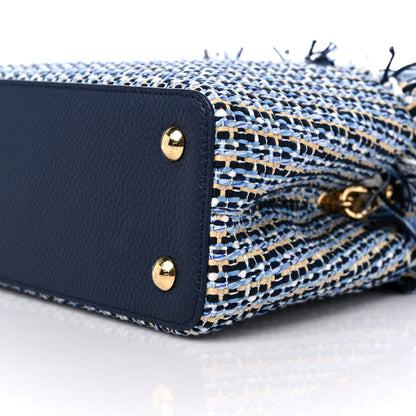 Louis Vuitton Tweed Raffia Calfskin Capucines MM Multicolor Navy 8 of 8