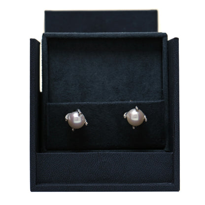 David Yurman Sterling Silver Diamond Pearl 10mm Cable Stud Earrings 6 of 6