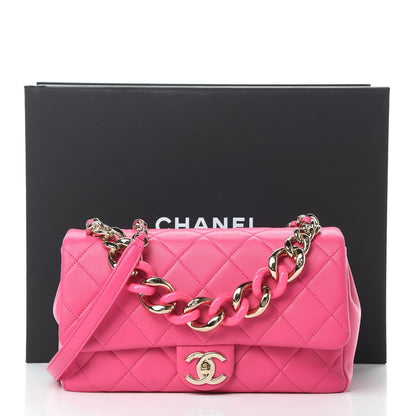Chanel Lambskin Quilted Resin Bi-Color Chain Flap Bag Pink 11 of 11