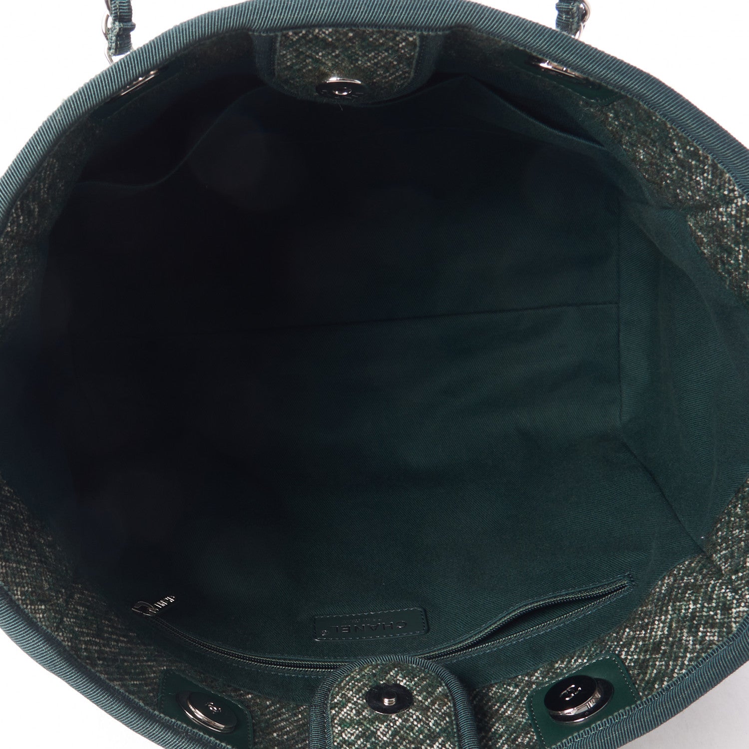 Chanel Mixed Fibers Calfskin Small Deauville Tote Green 6 of 9