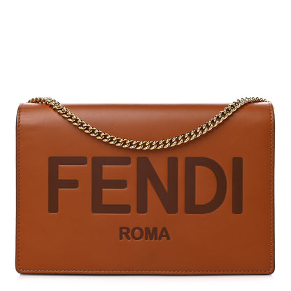 Fendi Vitello King Tamponato Logo Embossed Medium Wallet On Chain Cuoio 1 of 10