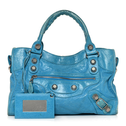 Balenciaga Agneau Giant 21 Silver Hardware City Bleu Paon 1 of 20