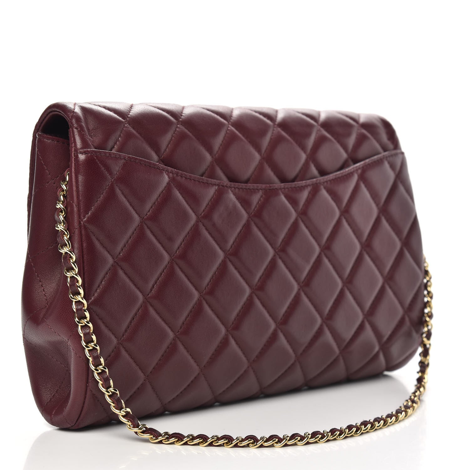 Chanel Lambskin Quilted Clutch With Chain Flap Bordeaux 3 of 16