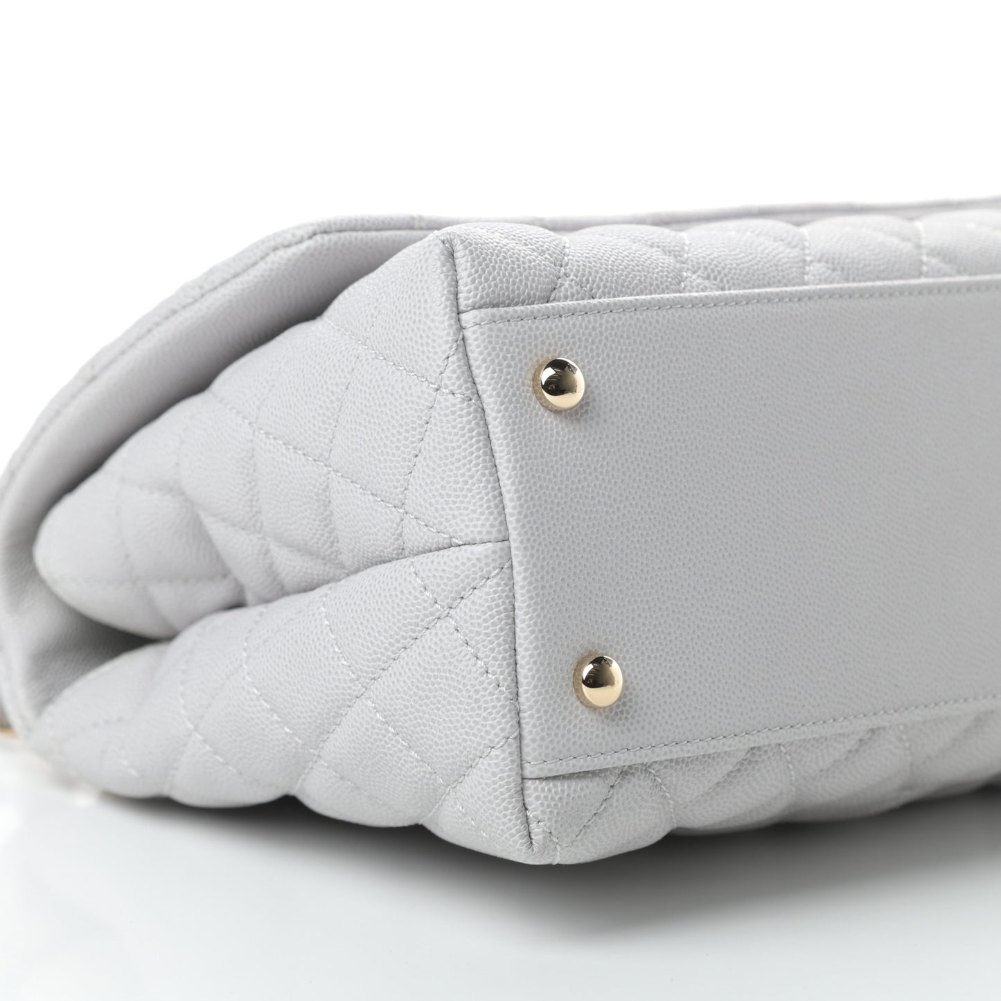 Caviar Quilted Small Coco Handle Flap Light Grey
