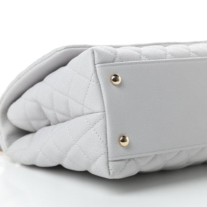 Chanel Caviar Quilted Small Coco Handle Flap Light Grey 9 of 12