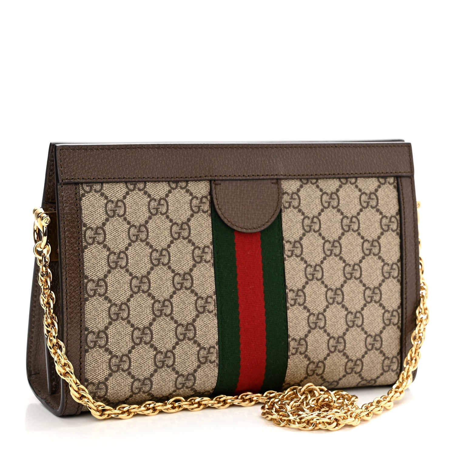 Gucci GG Supreme Monogram Web Small Ophidia Chain Shoulder Bag Brown 3 of 10