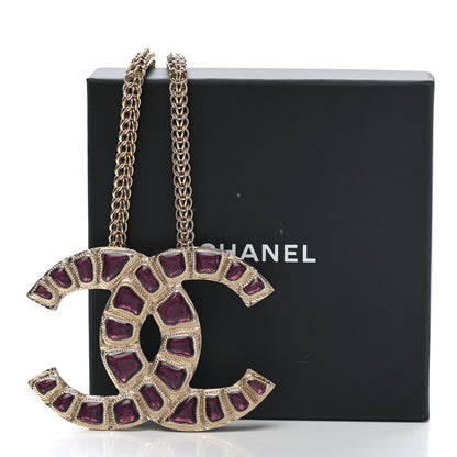 Chanel Resin Along The Nile CC Pendant Necklace Gold Purple 7 of 7