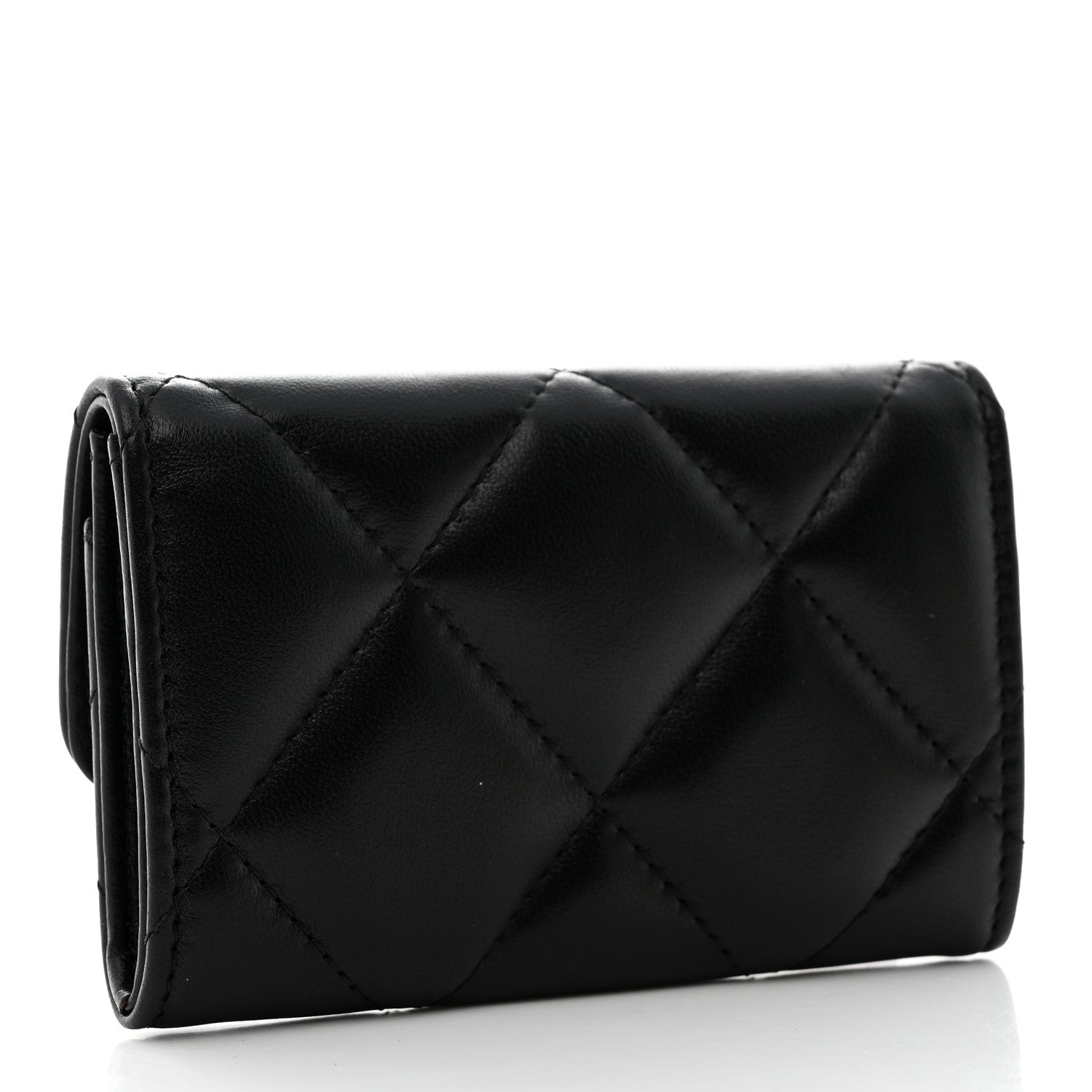 Chanel Lambskin Quilted Chanel 19 Flap Card Holder Black 4 of 16