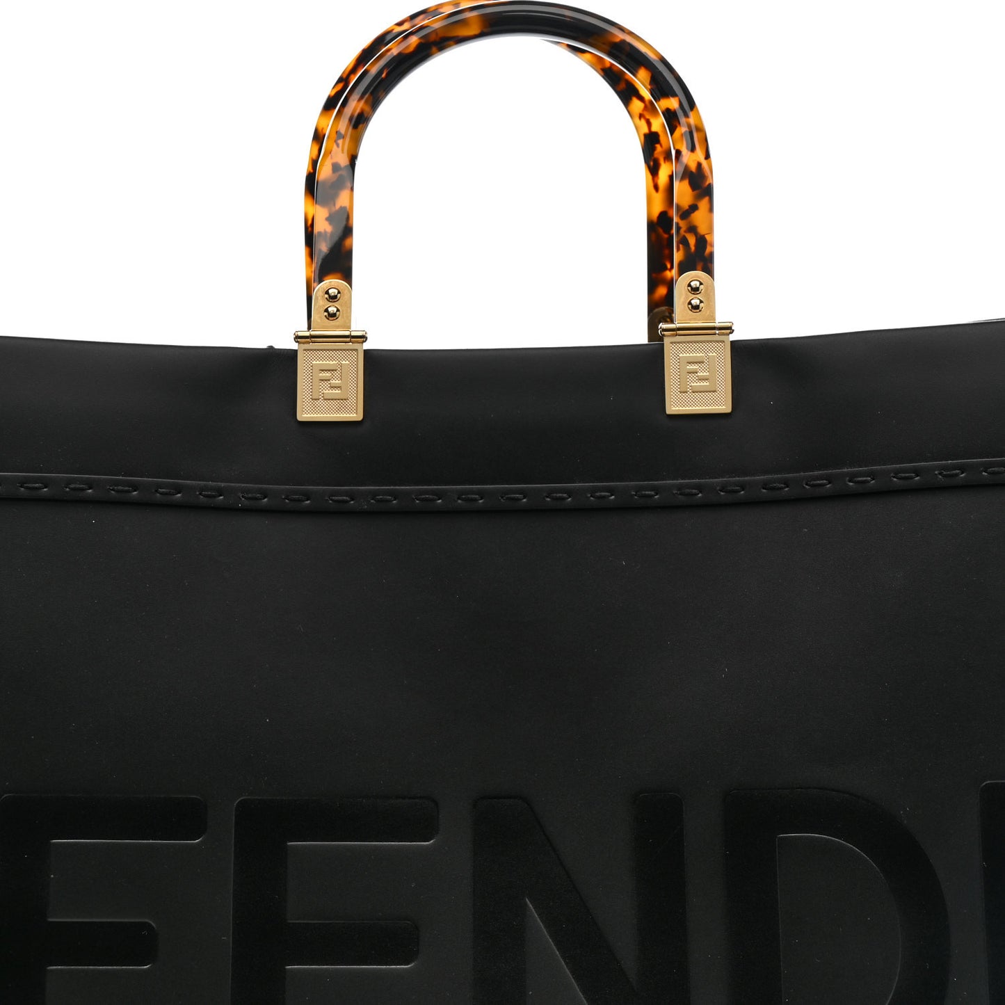 Vitello King Plexiglass Large Fendi Sunshine Shopper Tote Black