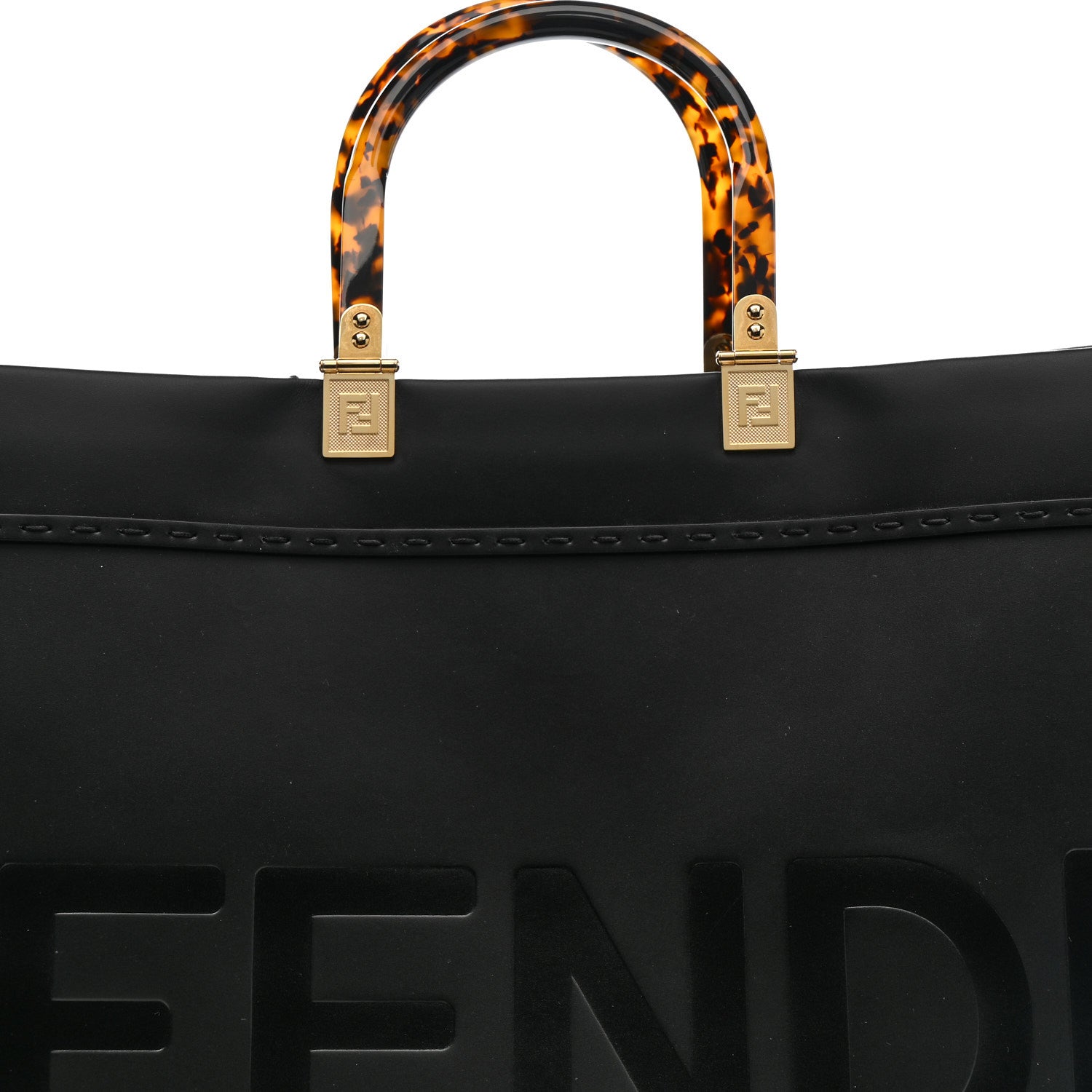 Fendi Vitello King Plexiglass Large Fendi Sunshine Shopper Tote Black 7 of 11