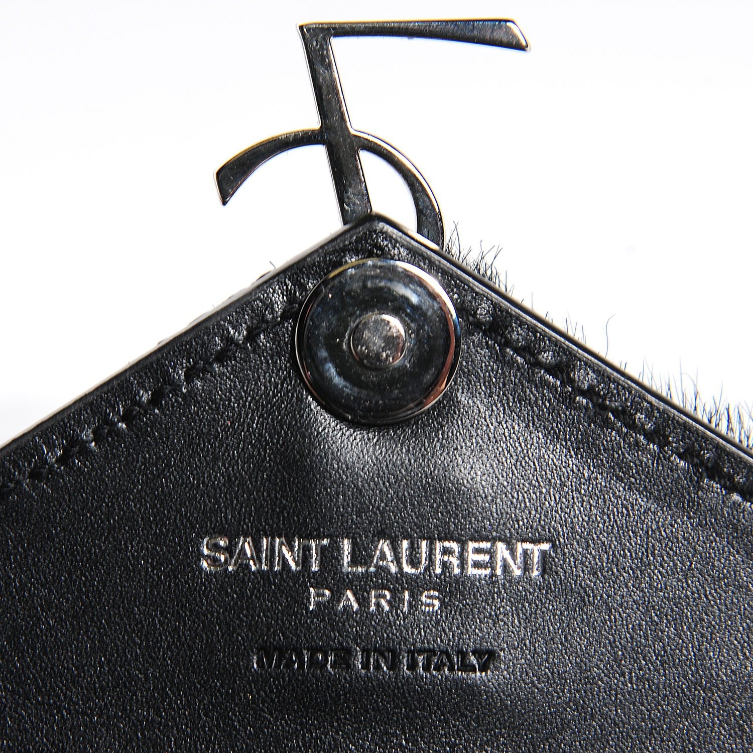 Saint Laurent Calfskin Pony Hair Mini Candy Crossbody Black 6 of 8
