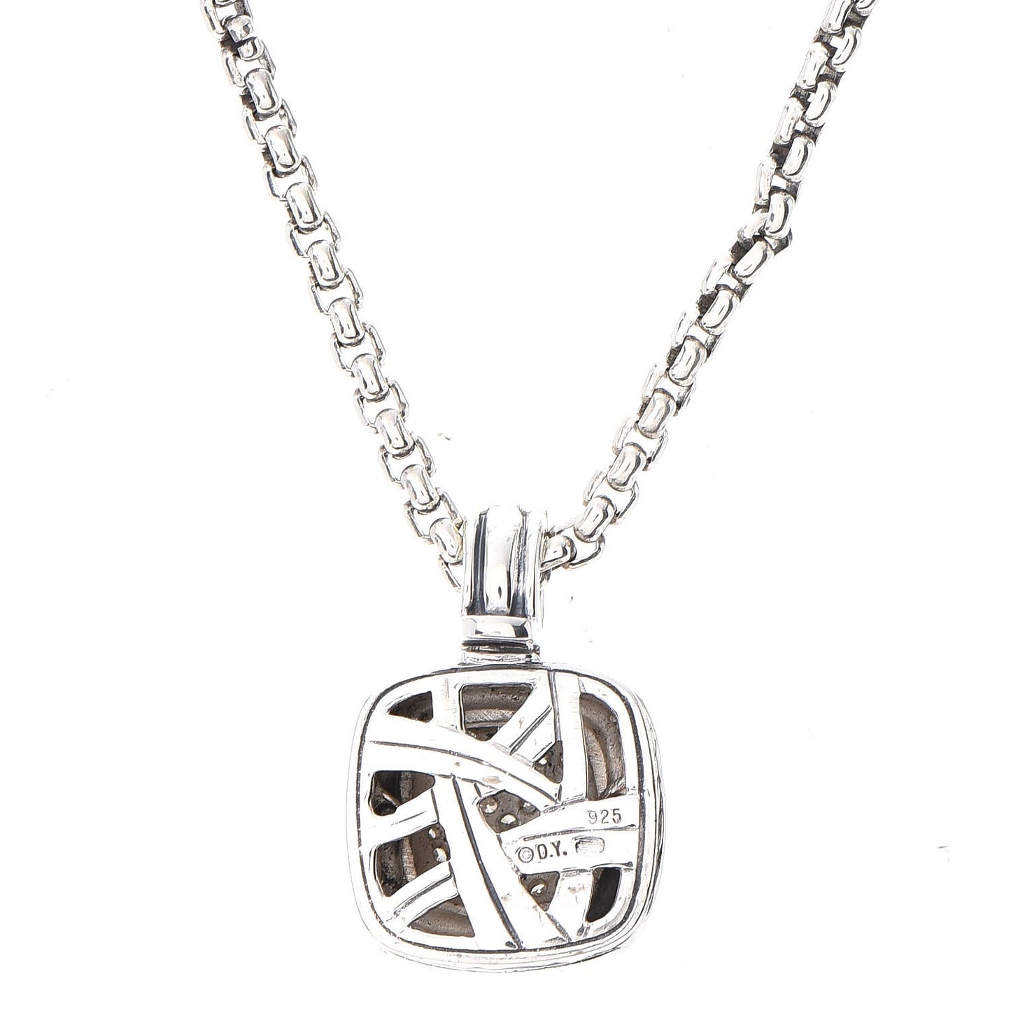 Sterling Silver 14K Yellow Gold Pave Diamond 11mm Petite Albion Necklace