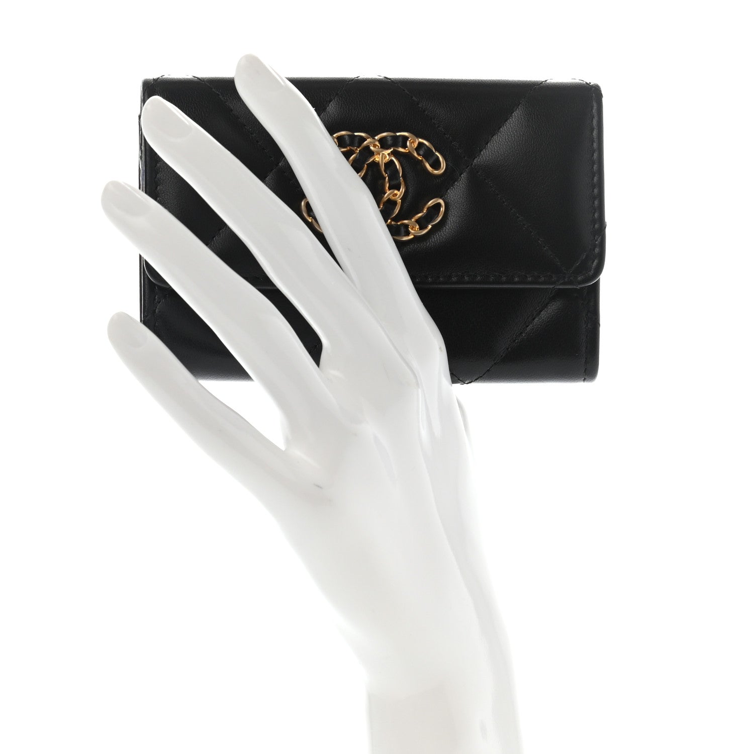 Chanel Lambskin Quilted Chanel 19 Flap Card Holder Black 2 of 9