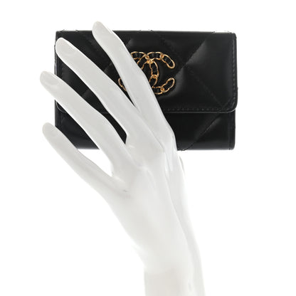 Chanel Lambskin Quilted Chanel 19 Flap Card Holder Black 2 of 9