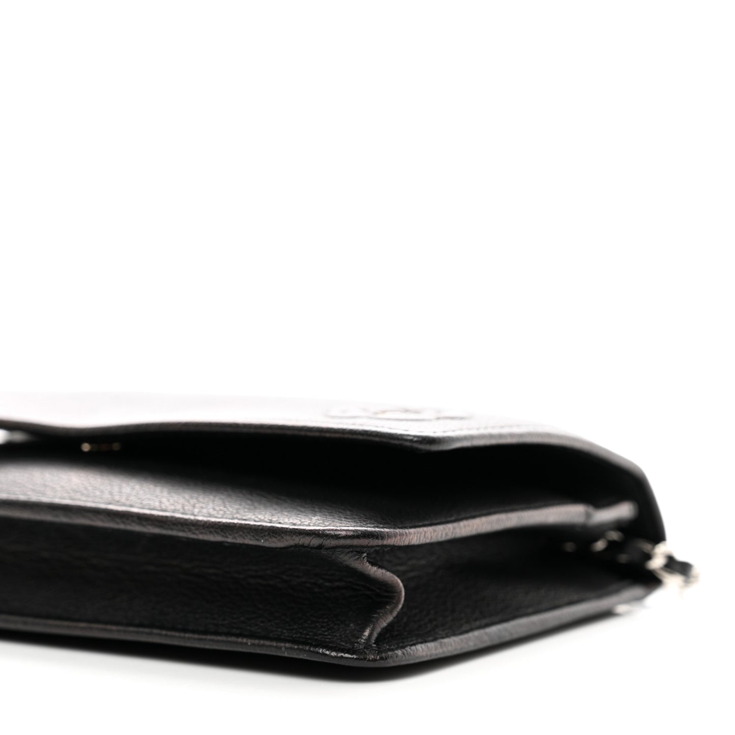 Calfskin Camellia Wallet on Chain WOC Black
