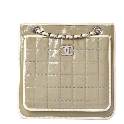 Chanel Patent Chocolate Bar Quilted Tote Khaki Beige 1 of 22