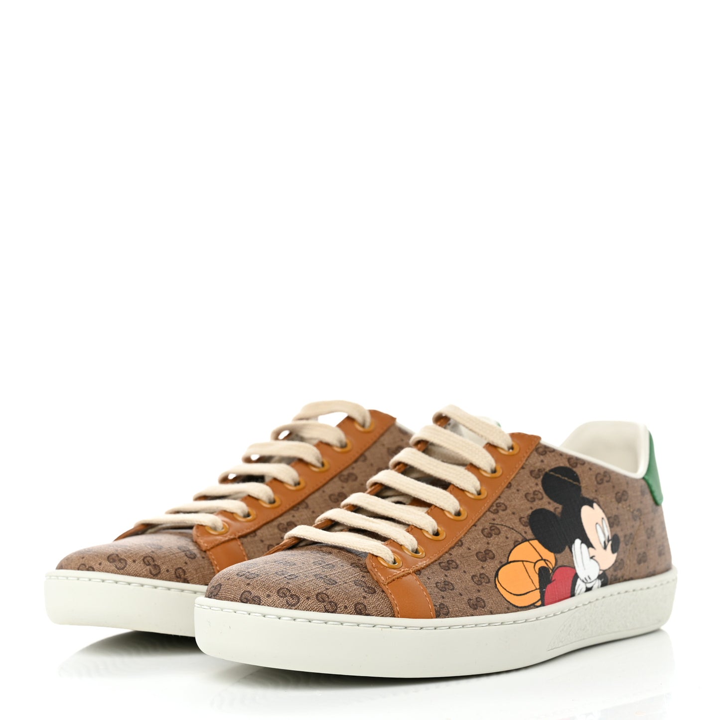 X DISNEY Mini Vintage GG Supreme Monogram Mickey Mouse Ace Sneakers 36.5 Beige Vintage Sun Oil New Shamarock