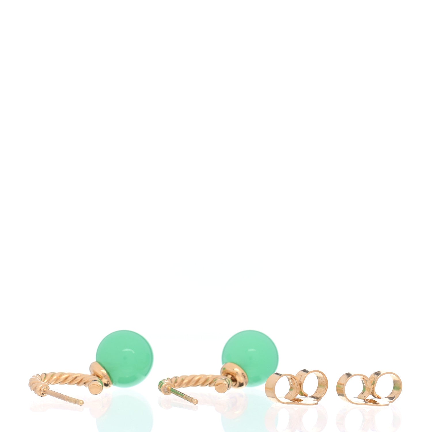 David Yurman 18K Yellow Gold Chrysoprase 9mm Solari Hoop Earrings 3 of 4