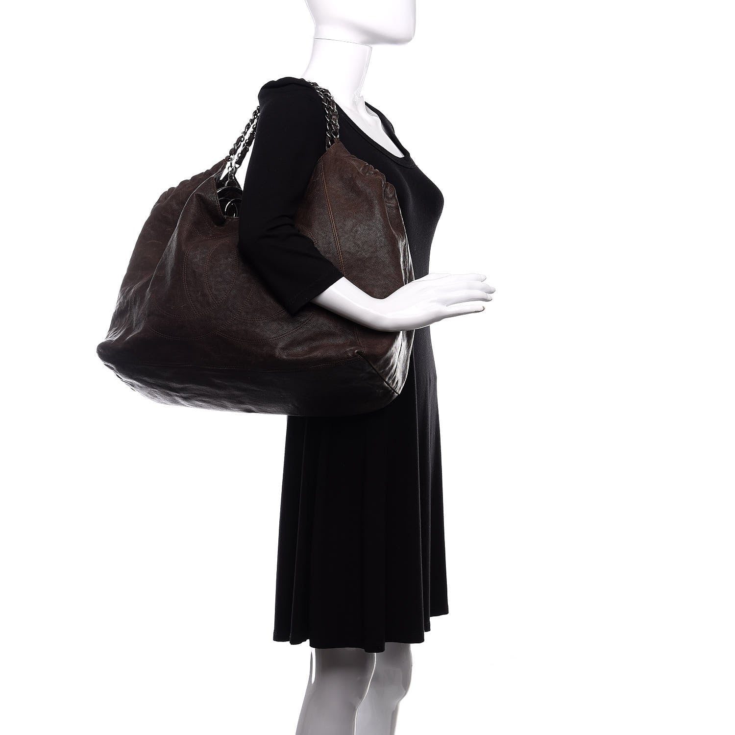 Chanel Distressed Caviar XL Coco Cabas Brown 2 of 16