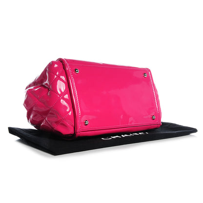 Chanel Vinyl Lipstick Ligne Large Accordion Tote Hot Pink 4 of 7