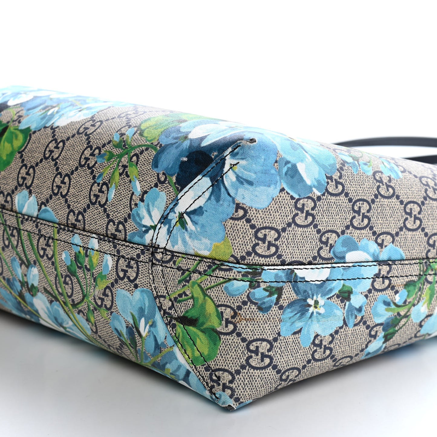 GG Supreme Monogram Blooms Medium Reversible Tote Beige Blue Navy