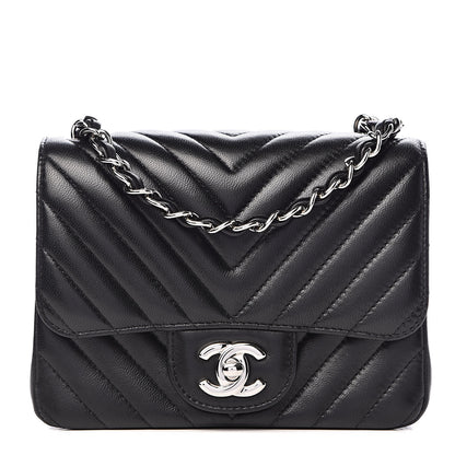 Chanel Lambskin Chevron Quilted Mini Square Flap Black 1 of 11