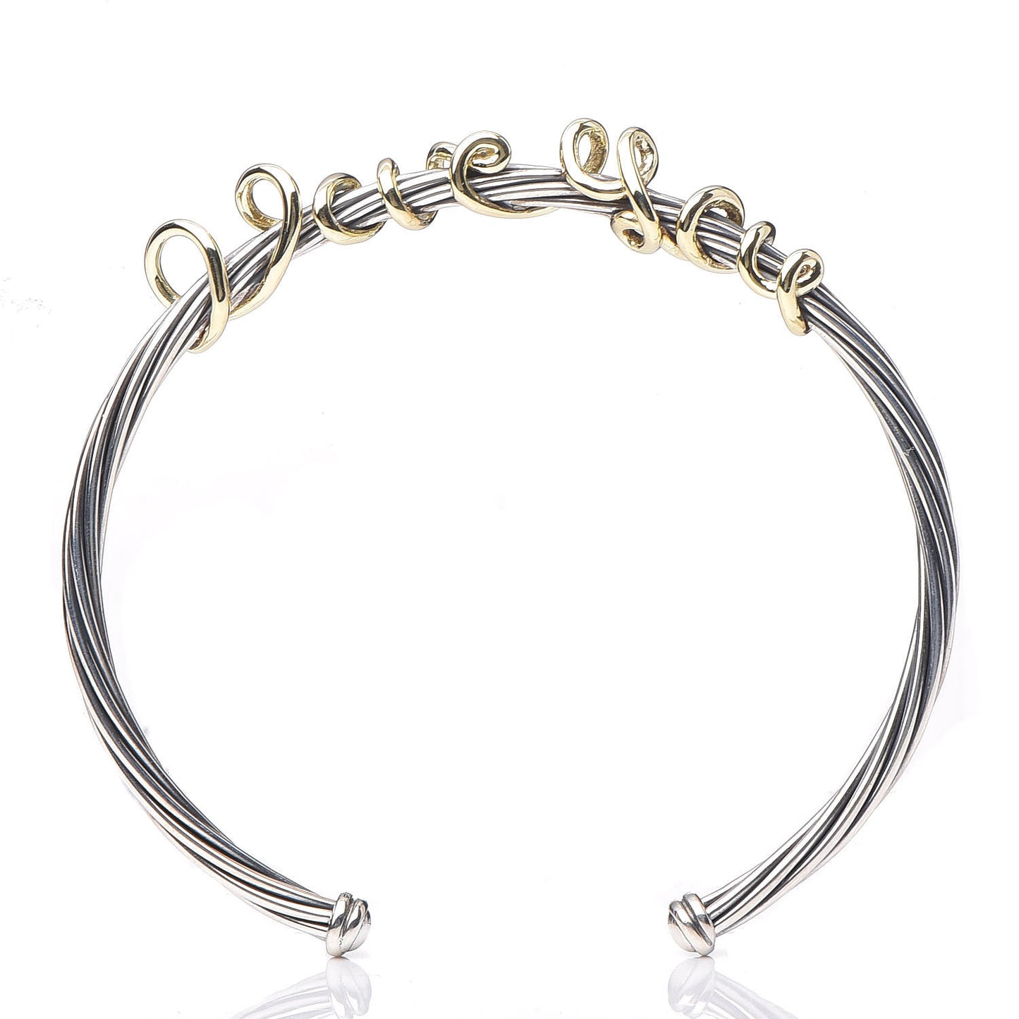 Sterling Silver 14K Yellow Gold DY Whispers I Love You Bracelet