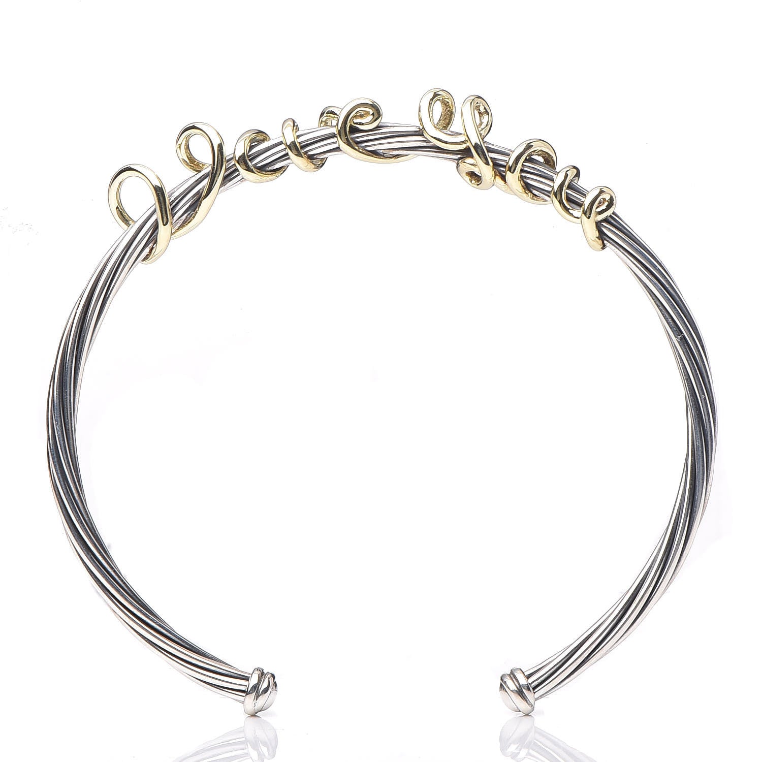 David Yurman Sterling Silver 14K Yellow Gold DY Whispers I Love You Bracelet 4 of 6