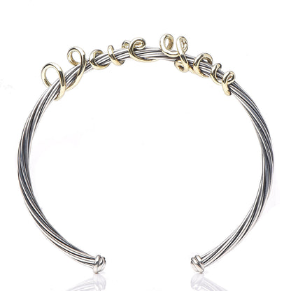 David Yurman Sterling Silver 14K Yellow Gold DY Whispers I Love You Bracelet 4 of 6