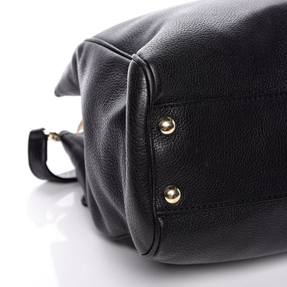 Gucci Calfskin Small Bamboo Shopper Tote Black 5 of 13
