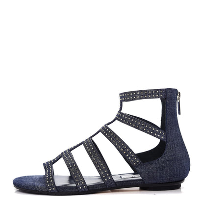 Jimmy Choo Denim Nix Gladiator Flat Sandals 36 Light Indigo 1 of 10