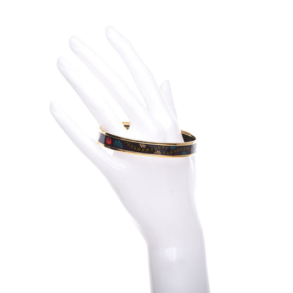 Hermes Enamel Printed Narrow Les Leopards Bracelet 70 Clair Obscur 2 of 5
