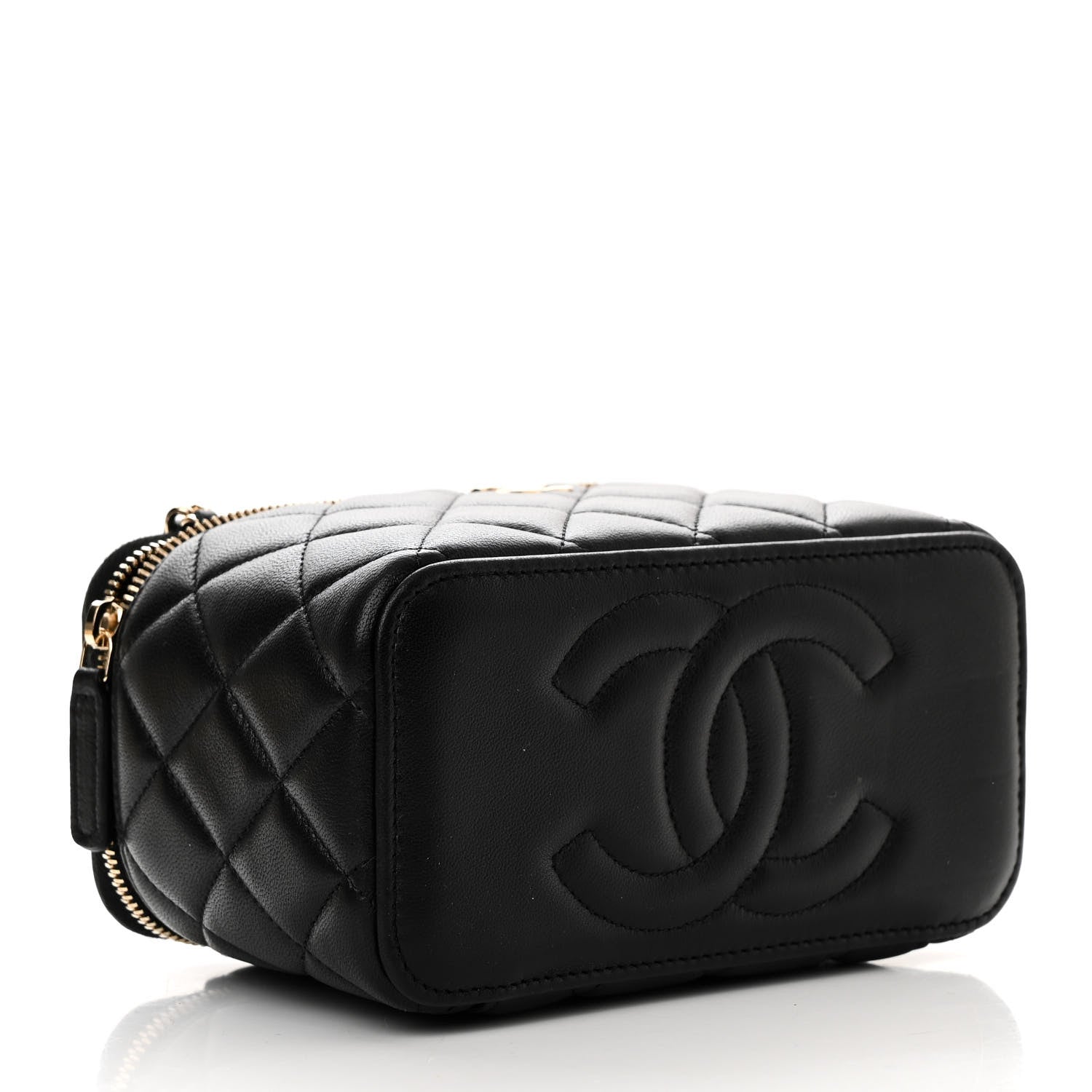 Chanel Lambskin Quilted Small Top Handle Vanity Case With Chain Black 4 of 10