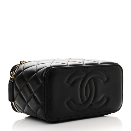 Chanel Lambskin Quilted Small Top Handle Vanity Case With Chain Black 4 of 10