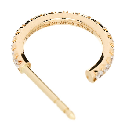 Tiffany 18K Yellow Gold Diamond Small Metro Hoop Earrings 4 of 4