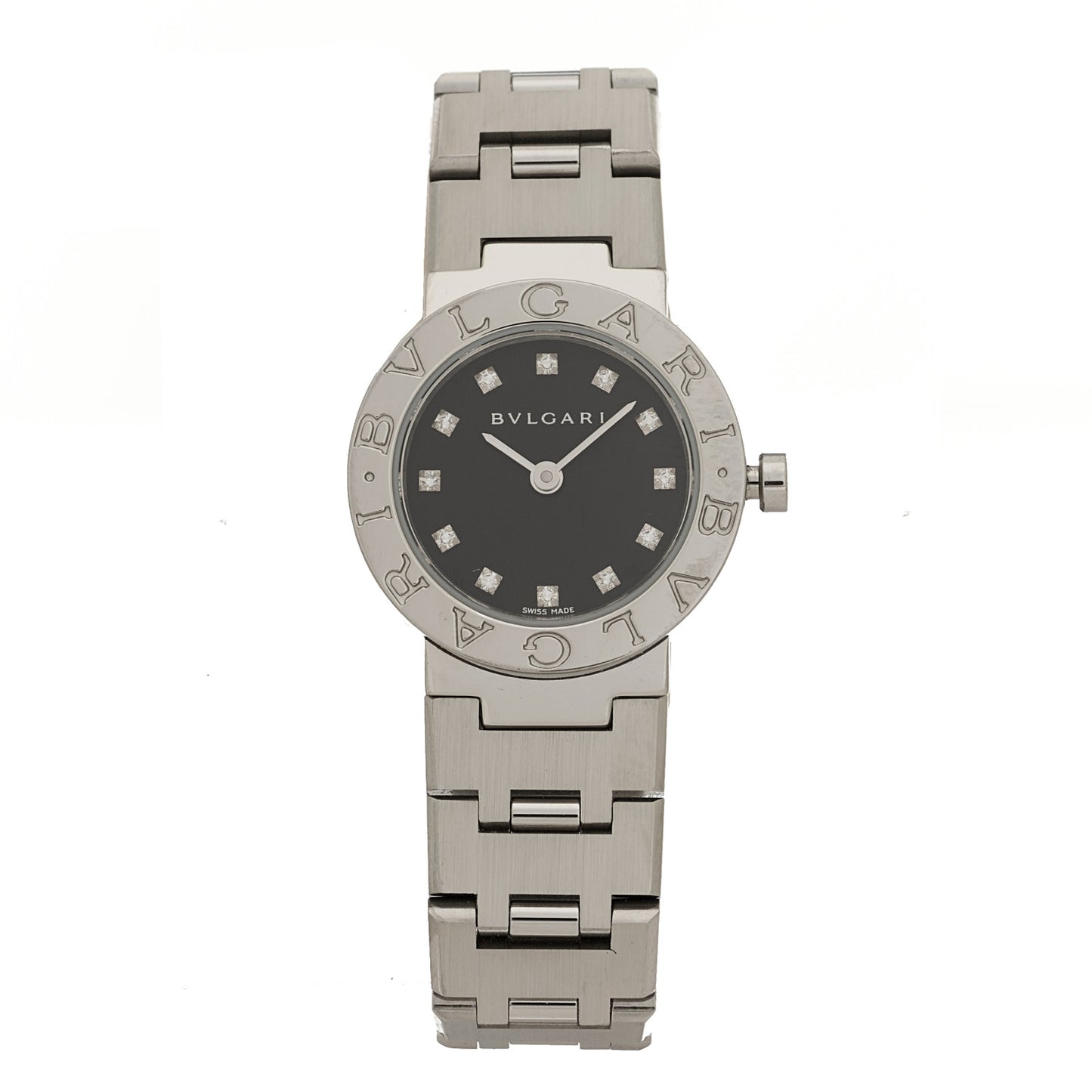 Stainless Steel Diamond 23mm Quartz Watch Black