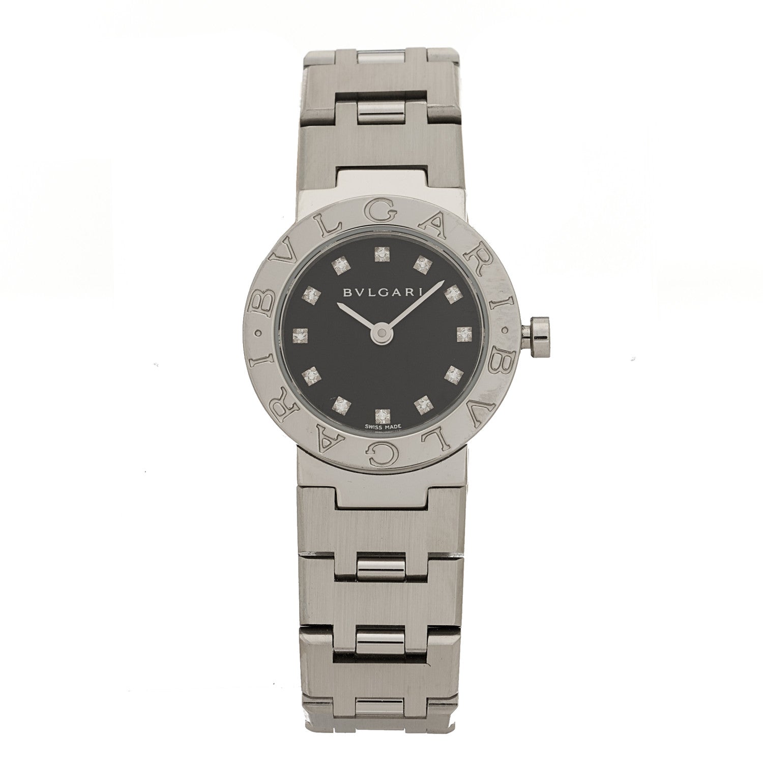 Bulgari Stainless Steel Diamond 23mm Quartz Watch Black 1 of 5
