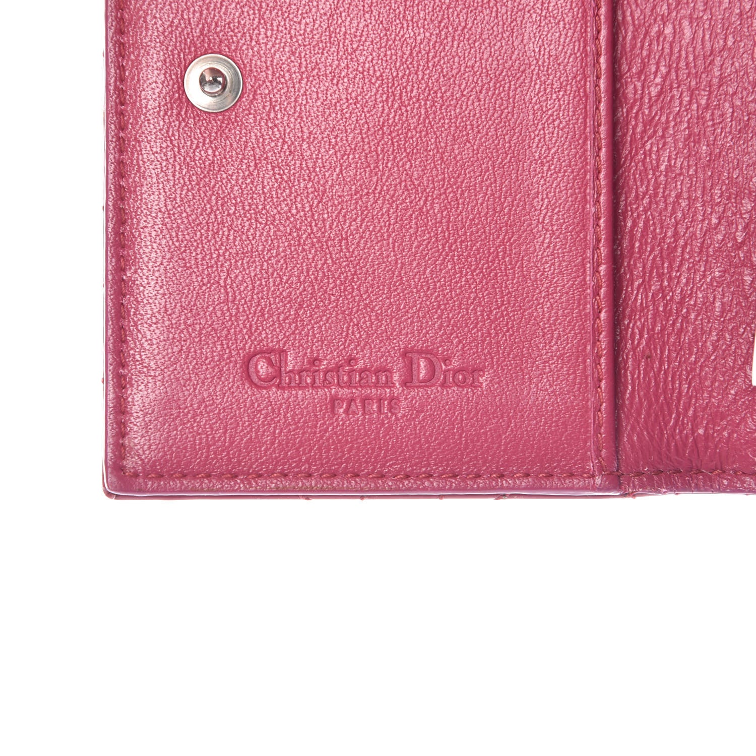 Christian Dior Patent Cannage Small Lady Dior Flap Card Holder Framboise 6 of 7